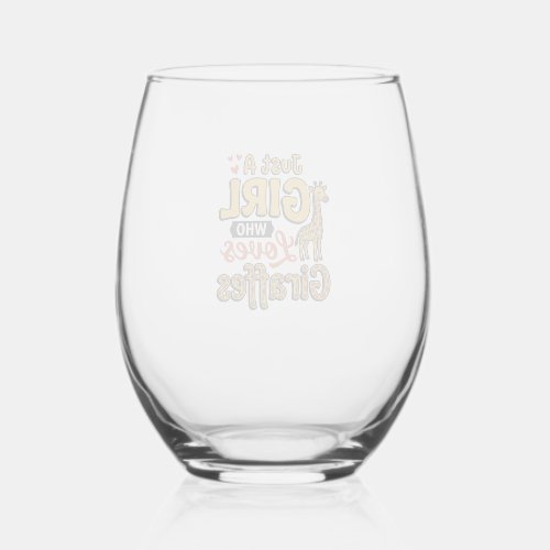 Just A Girl Who Loves Giraffes Vintage Vector Desi Stemless Wine Glass