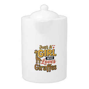 Just A Girl Who Loves Giraffes Vintage Vector Desi Teapot
