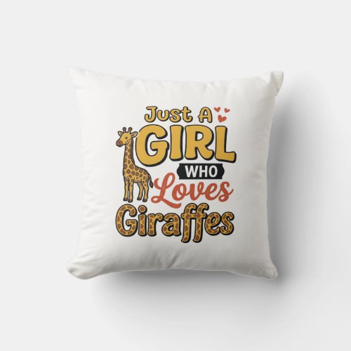 Just A Girl Who Loves Giraffes Vintage Vector Desi Throw Pillow