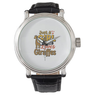 Just A Girl Who Loves Giraffes Vintage Vector Desi Watch