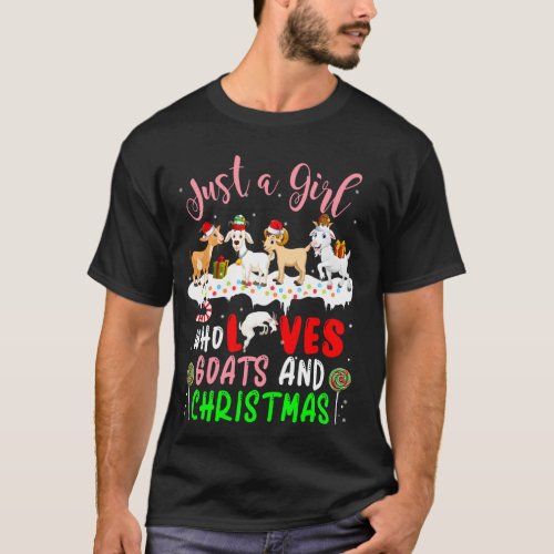 Just A Girl Who Loves Goats And Christmas Santa El T_Shirt