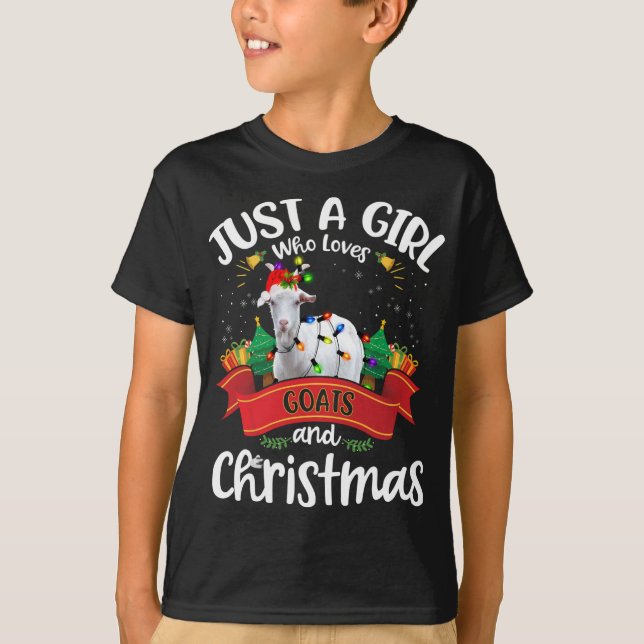 Just A Girl Who Loves Goats And Christmas Santa Ha T-Shirt (Front)
