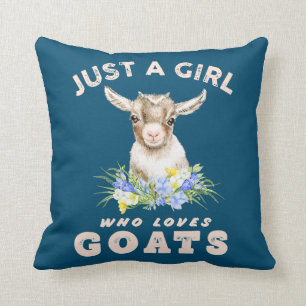 Just a girl who loves goats cute watercolor goat throw pillow