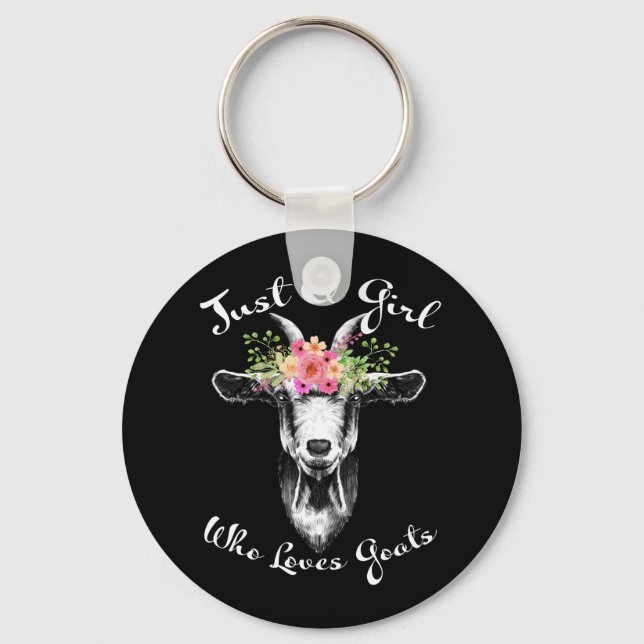 Just a Girl who loves Goats Farmer Women Goat Keychain (Front)