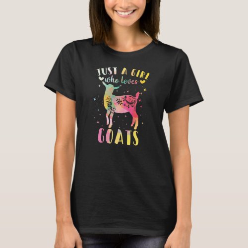 Just a Girl Who Loves Goats Watercolor Goat Women T_Shirt