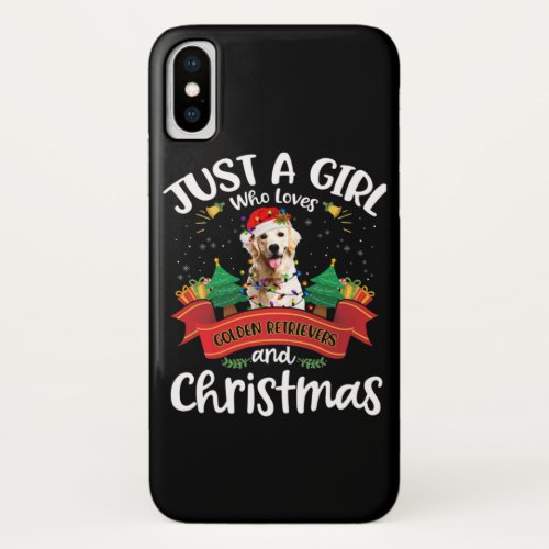 Just A Girl Who Loves Golden Retriever Christmas iPhone X Case