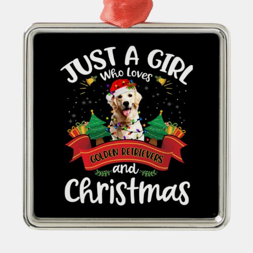 Just A Girl Who Loves Golden Retriever Christmas Metal Ornament