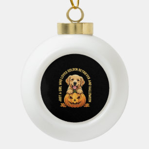 Just a Girl Who Loves Golden Retrievers Ceramic Ball Christmas Ornament