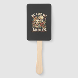 Just a Girl Who Loves Goldens Hand Fan