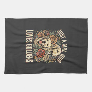 Just a Girl Who Loves Goldens Kitchen Towel