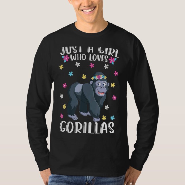 Just A Girl Who Loves Gorillas Cute Gorilla T-Shirt (Front)