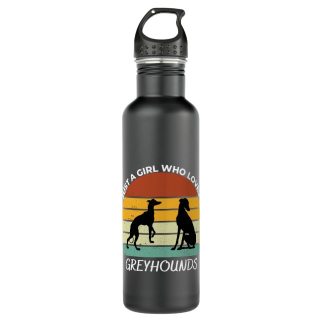 Just a girl who loves greyhounds stainless steel water bottle (Front)