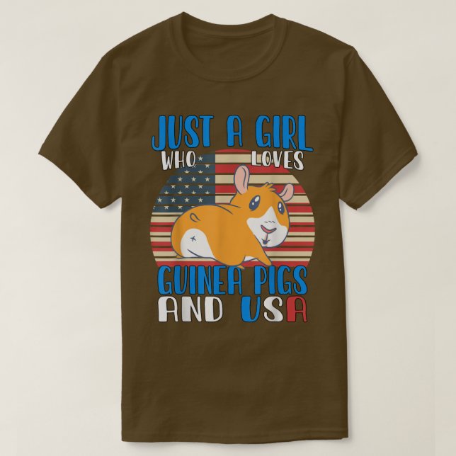 Just a Girl who loves Guinea Pigs and USA  T-Shirt (Design Front)
