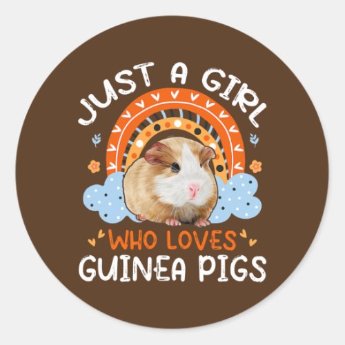 Just A Girl Who Loves Guinea Pigs Cute Flowers Classic Round Sticker