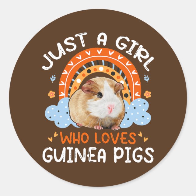 Just A Girl Who Loves Guinea Pigs Cute Flowers Classic Round Sticker (Front)