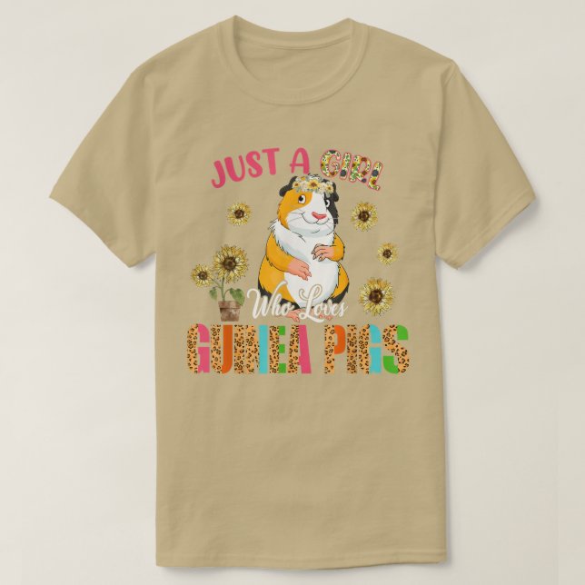 Just A Girl Who Loves Guinea Pigs Cute Sunflowers  T-Shirt (Design Front)