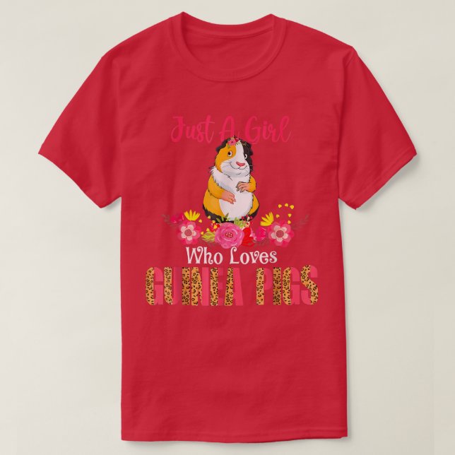 Just A Girl Who Loves Guinea Pigs Leopard Floral O T-Shirt (Design Front)