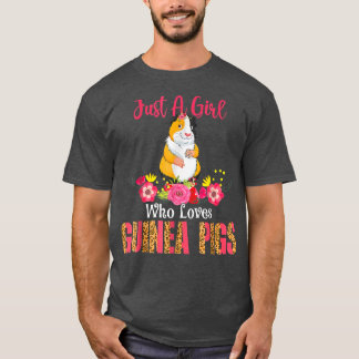 Just A Girl Who Loves Guinea Pigs Leopard Floral O T-Shirt