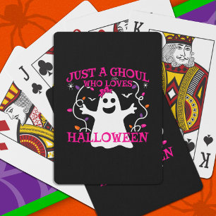 Just A Girl Who Loves Halloween Cute Pink Ghost Poker Cards