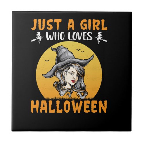 just a girl who loves halloween designs ceramic tile