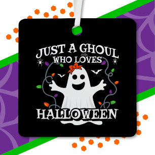 Just A Girl Who Loves Halloween Funny Halloween Metal Ornament