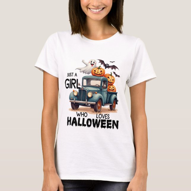 Just A Girl Who Loves Halloween - Halloween T-Shirt (Front)
