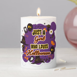 Just A Girl Who Loves Halloween Pillar Candle