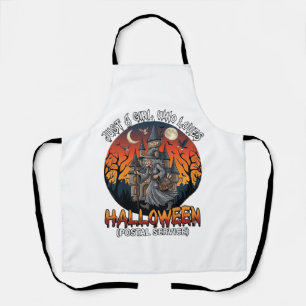 Just A Girl Who Loves Halloween Postal Service Wit Apron