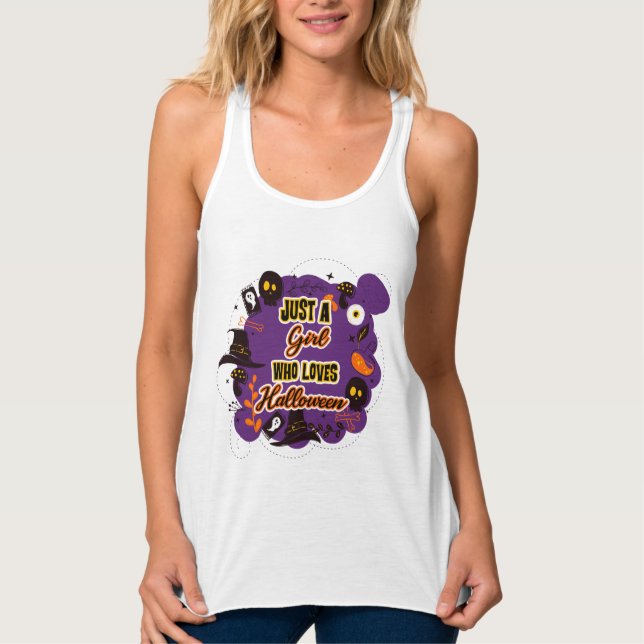Just A Girl Who Loves Halloween Tank Top (Front)
