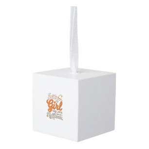 Just a Girl Who Loves Halloween Vector Design_1 Cube Ornament