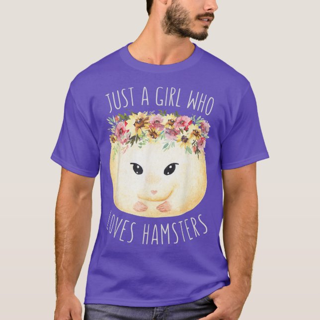 Just A Girl Who Loves Hamsters Floral Hamster T-Shirt (Front)