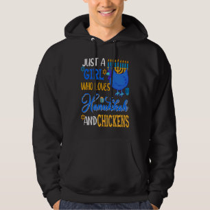 Just A Girl Who Loves Hanukkah And Chickens Menora Hoodie