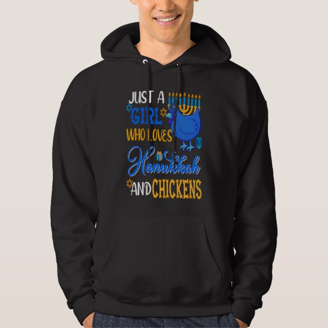 Just A Girl Who Loves Hanukkah And Chickens Menora Hoodie (Front)