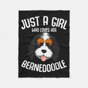 Just A Girl Who Loves Her Bernedoodle Dog Girls Fleece Blanket