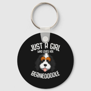 Just A Girl Who Loves Her Bernedoodle Dog Girls Keychain