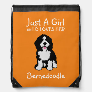 Just a girl who loves her Bernedoodle Drawstring Bag