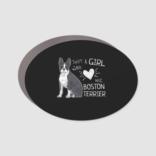 Just A Girl Who Loves Her Boston Terrier Premium Car Magnet