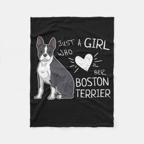 Just A Girl Who Loves Her Boston Terrier Premium Fleece Blanket