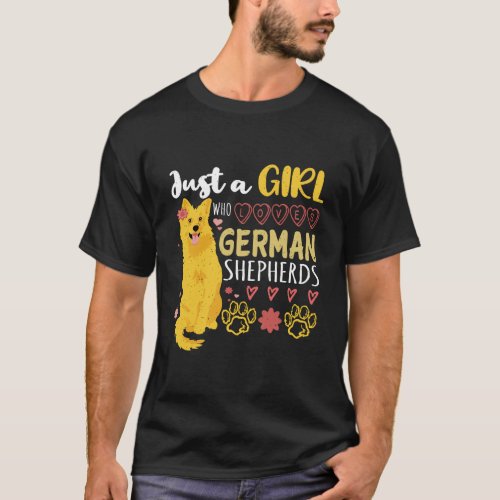 Just A Girl Who Loves Her German Shepherd Gift For T_Shirt