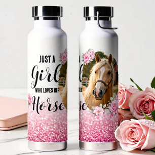 Just A Girl Who Loves Her Horse Custom Photo Water Bottle