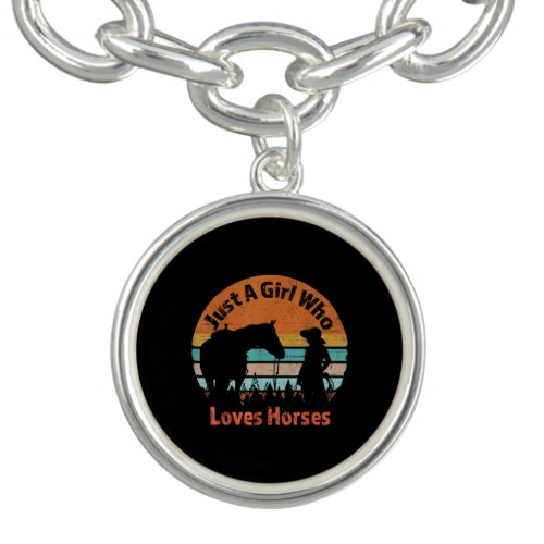 Just A Girl Who Loves Her Horse Retro Sunset Bracelet