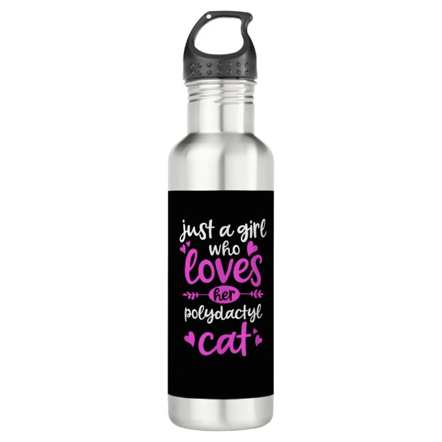 Just a Girl Who Loves Her Polydactyl Cat Stainless Steel Water Bottle (Front)