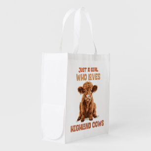 Just a girl who loves Highland Cows Grocery Bag