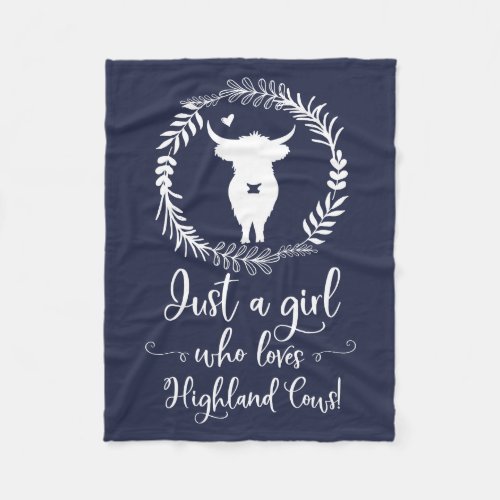 Just A Girl Who Loves Highland Cows Silhouette Fleece Blanket