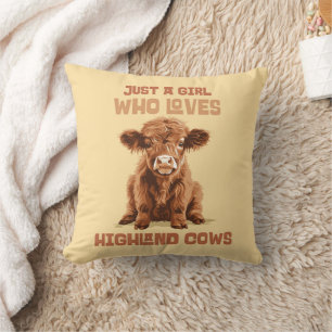 Just a girl who loves Highland Cows Throw Pillow