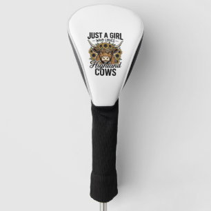 Just A Girl Who Loves Highland Cows Vintage Design Golf Head Cover