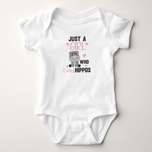 Just A Girl Who Loves Hippos Cute Hippo Baby Bodysuit (Front)