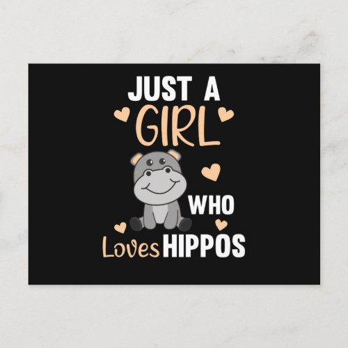 Just A Girl Who Loves Hippos Cute Hippo Postcard