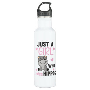Just A Girl Who Loves Hippos Cute Hippo Stainless Steel Water Bottle