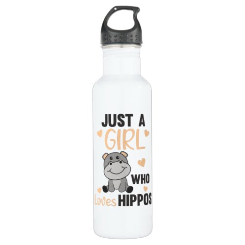 Just A Girl Who Loves Hippos Cute Hippo Stainless Steel Water Bottle